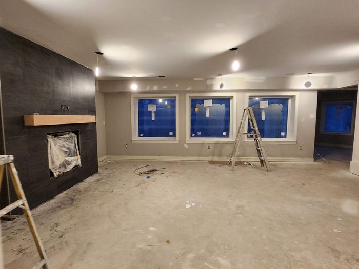 Interior rooms at taping and finishing stage before decoration
